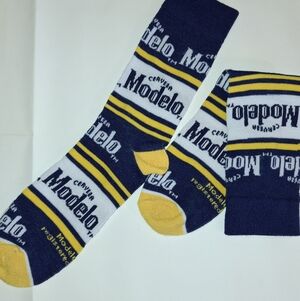 Cervesa Modelo Navy and Yellow Striped Men's Crew Socks